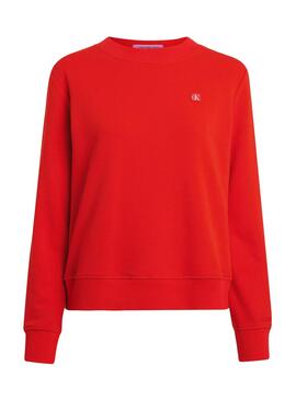 Sudadera Calvin Klein Embro Badge Rojo Para Mujer