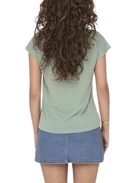 Camiseta Only Free Life S/S V-Neck Verde Mujer