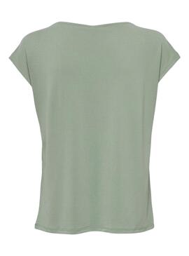 Camiseta Only Free Life S/S V-Neck Verde Mujer