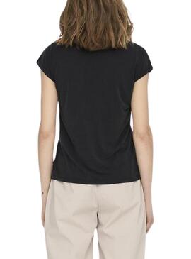 Camiseta Only Free Life S/S V-Neck Negro Mujer