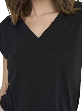 Camiseta Only Free Life S/S V-Neck Negro Mujer