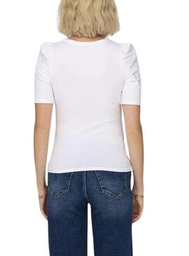 Camiseta Only Live Love 2/4 Pufftop Blanco Mujer