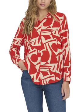 Camisa Only Helena Life Loose Rojo Para Mujer