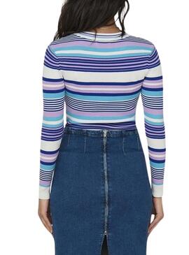 Jersey Only Meleka Cropped Stripe Violeta Mujer