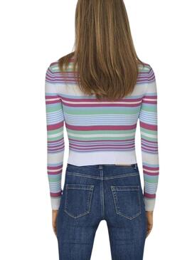 Jersey Only Meleka Cropped Stripe Rosa Para Mujer