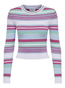 Jersey Only Meleka Cropped Stripe Rosa Para Mujer