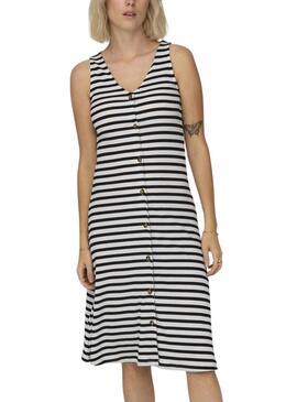 Vestido Only Nella Button Stripe Marino Para Mujer