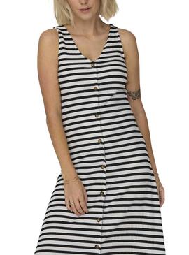 Vestido Only Nella Button Stripe Marino Para Mujer