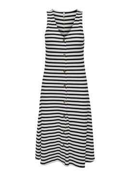 Vestido Only Nella Button Stripe Marino Para Mujer