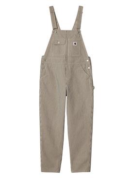 Peto Carhartt Haywood Bib Stripe Beige Para Mujer