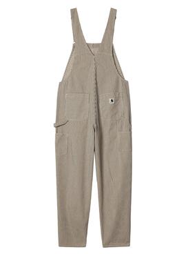 Peto Carhartt Haywood Bib Stripe Beige Para Mujer