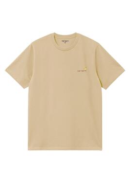 Camiseta Carhartt American Script Beige Hombre