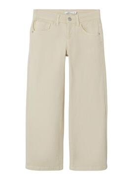 Pantalón Name It Rose Wide Beige Para Niña