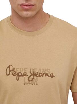 Camiseta Pepe Jeans Chris Khaki Beige Para Hombre