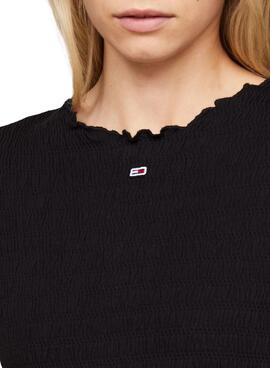 Camiseta Tommy Jeans Slim Smock Negro Para Mujer