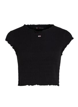 Camiseta Tommy Jeans Slim Smock Negro Para Mujer