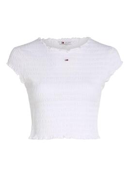Camiseta Tommy Jeans Slim Smock Blanco Para Mujer