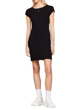 Vestido Tommy Jeans Bodycon Fruncido Negro