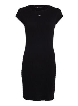 Vestido Tommy Jeans Bodycon Fruncido Negro