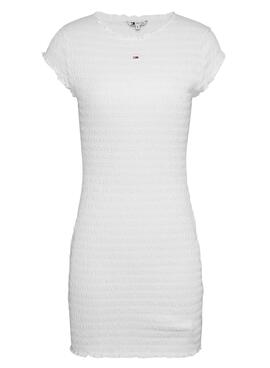 Vestido Tommy Jeans Bodycon Fruncido Blanco