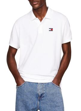 Polo Tommy Jeans Badge Regular Blanco Para Hombre