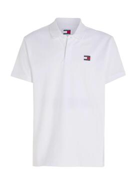 Polo Tommy Jeans Badge Regular Blanco Para Hombre