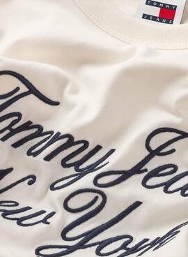 Camiseta Tommy Jeans Over Serif Blanco Para Hombre