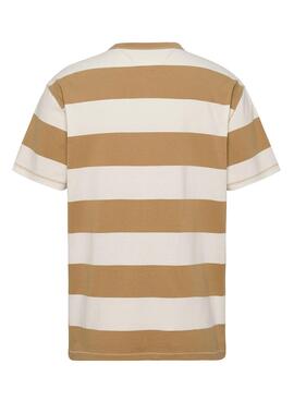 Camiseta Tommy Jeans Bold Stripe Tostado Hombre