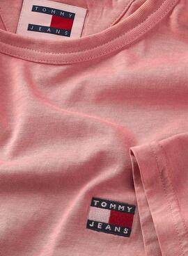 Camiseta Tommy Jeans Washed Badge Rosa Para Hombre