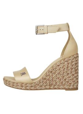 Sandalias Tommy Hilfiger Cuña Satinadas Beige