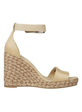 Sandalias Tommy Hilfiger Cuña Satinadas Beige