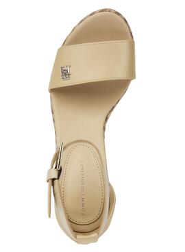 Sandalias Tommy Hilfiger Cuña Satinadas Beige