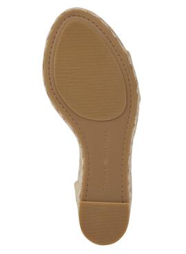 Sandalias Tommy Hilfiger Cuña Satinadas Beige