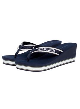 Chanclas Tommy Hilfiger Cuña Marino Para Mujer