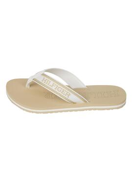 Chanclas Tommy Hilfiger Logo Metalizado Beige