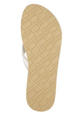 Chanclas Tommy Hilfiger Logo Metalizado Beige