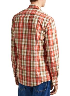 Camisa Pepe Jean Peterson Cuadros Naranja Hombre