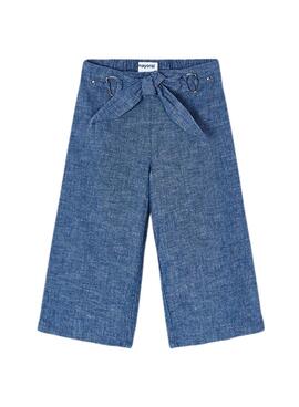 Pantalón Mayoral Culotte Lino Azul Para Niña