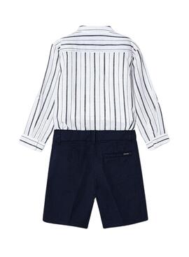 Conjunto Bermuda Camisa Marino Blanco Para Niño