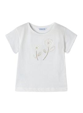 Camiseta Mayoral Flor Blanco Para Niña