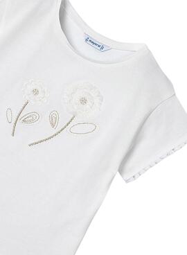 Camiseta Mayoral Flor Blanco Para Niña