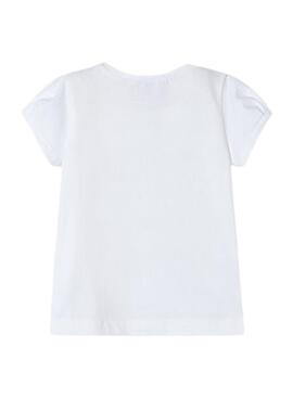 Camiseta Mayoral Aplicaciones Blanco Fucsia Niña