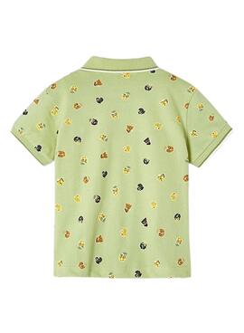 Polo Mayoral Micro Estampado Verde Para Niño