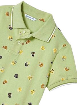 Polo Mayoral Micro Estampado Verde Para Niño