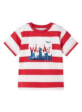 Camiseta Mayoral Rayas Rojo Para Niño