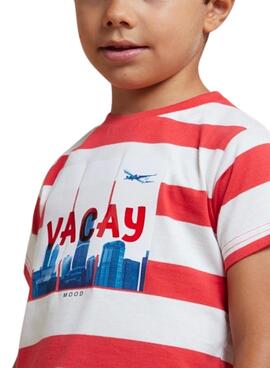 Camiseta Mayoral Rayas Rojo Para Niño