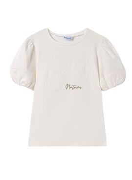 Camiseta Mayoral Aplique Beige Para Niña