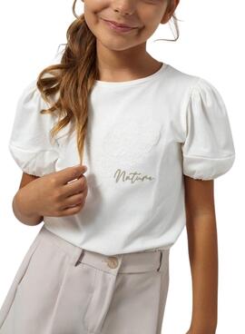 Camiseta Mayoral Aplique Beige Para Niña