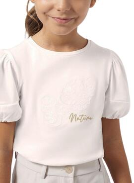 Camiseta Mayoral Aplique Beige Para Niña