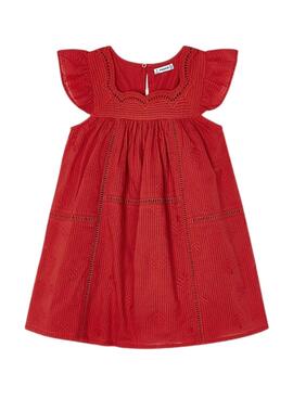 Vestido Mayoral Bordado Rojo Para Niña